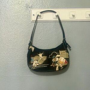 Baseball Themed Black Shoulder Bag